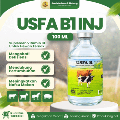 USFA B1 INJ 100 ML – Untuk Mempercepat Pertumbuhan & Penggemukan Pada Hewan Ternak.