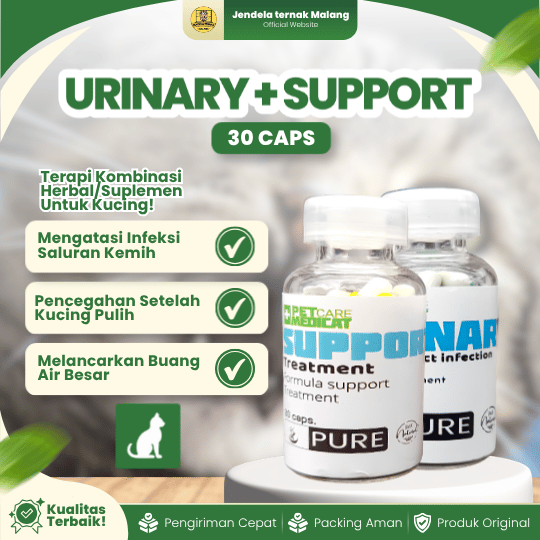 URINARY 30 CAPS + SUPPORT 30 CAPS - Mengatasi Saluran Kemih & Melancarkan BAB Pada Kucing.