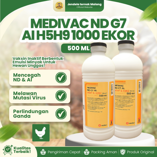 MEDIVAC ND G7 AI H5H9 500 ML 1000 EKOR - Vaksin Mencegah ND Dan AI Pada Ayam & Unggas.