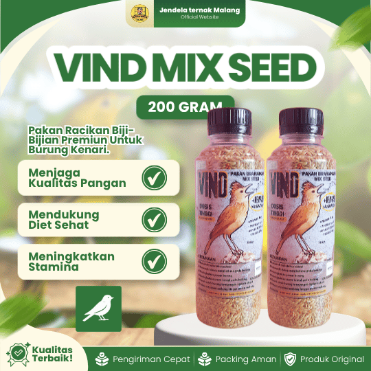 VIND MIX SEED BRANJANGAN 200 GRAM - Pakan Penggacor Berbunyi Pada Burung Kenari.