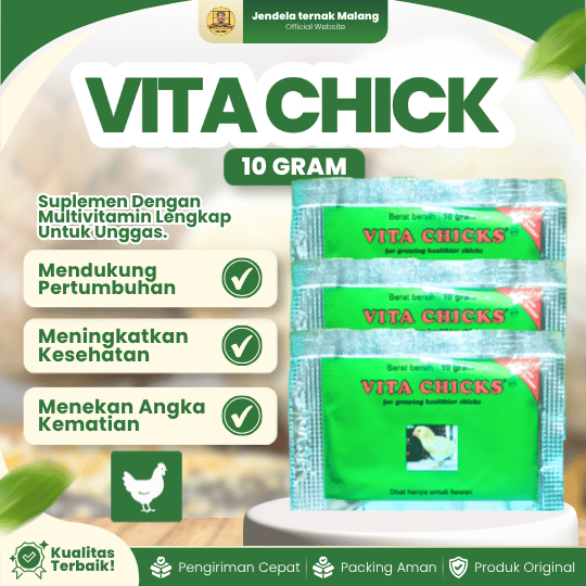 VITA CHICK 10 GRAM SACHET BY MEDION - Vitamin Pertumbuhan Anak Ayam, Burung & Unggas.