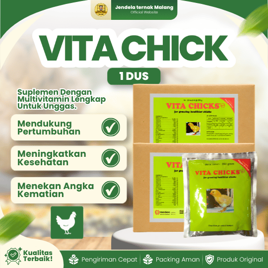 VITA CHICKS 250 GRAM 1 DUS (ISI 20 SACHET) - Vitamin Pertumbuhan Anak Ayam Burung Unggas