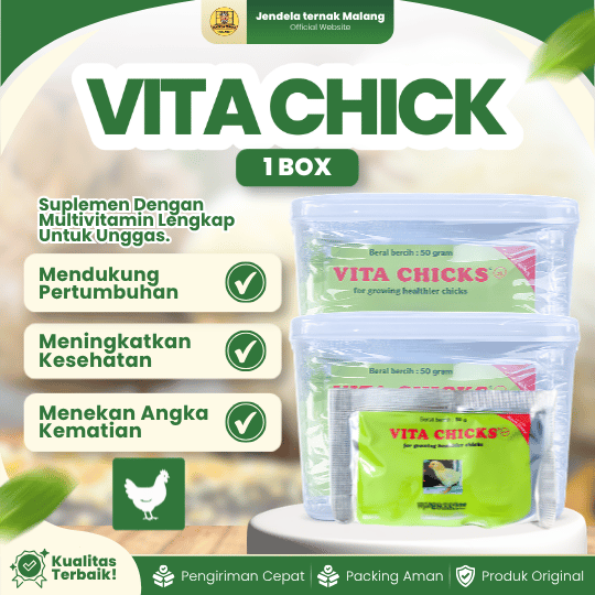 VITA CHICKS 50 GRAM 1 BOX (10 PCS) MEDION - Vitamin Pertumbuhan Anak Ayam Burung