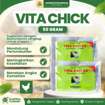 VITA CHICKS 50 GRAM BY MEDION – Vitamin Lengkap Untuk Pertumbuhan Anak Ayam, Burung & Unggas.