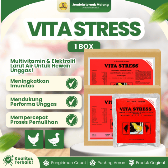 VITA STRESS 250 GRAM 1 BOX ISI 20 SACHET MEDION - Vitamin Anti Stress Untuk Ayam dan Unggas